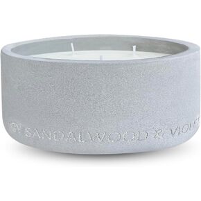 Zen Candles - Concrete Plant Pot Decor Reusable Amber Wood Jasmine Baccarat Rouge Sandalwood Violet Le Labo Santal Oud Vanilla Bond Nomad Musk Rose (Musky Amber & Rose, Medium), Gray