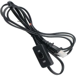 6Feet Lamp Cord with Switch On Off, 6Ft 18AWG 2 Prong Power Cord with 3A Switch,Pure Copper Wiring Tail Stripped (Black1pcs)