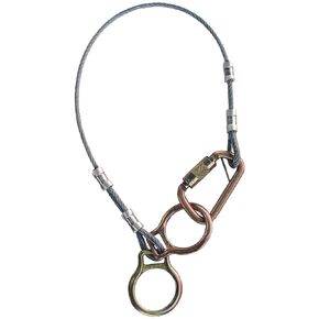 3M Protecta 2190100 Tie-Off Adaptor, 3-Foot, 1/4-Inch Galvanized Cable Dual-Ring , Carabiner At One End, Two D-Rings At The Other, Silver