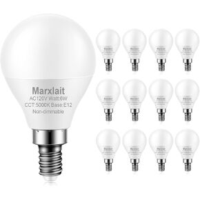 8 Pack E12 Ceiling Fan Light Bulbs, 60W Equivalent, Daylight White 5000K, Small Base LED Candelabra Light Bulb, Bright A15 LED Bulb, 120V, Non-dimmable