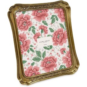 Laura Ashley (8x10 Vintage-Inspired Simple Ornate Picture Frame, Horizontal & Vertical for Tabletop and Wall Display, Home Décor, Floral, Resin Frame (8x10, Gold)