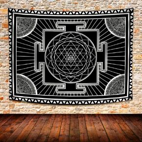 UHOMETAP Sri Yantra Mandala Meditation Tapestry Sacred Geometry Wall Decor Art Wall Hanging Tapestries for Living Room Bedroom Home Decoration 80X60 Inches GTWYUH590