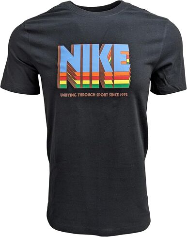 Nike Mens Italic Graphic Logo Crewneck T-Shirt (Large, Black (Multi-Unify)) in Saudi Arabia
