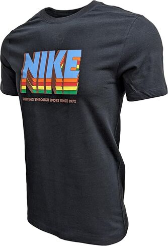 Nike Mens Italic Graphic Logo Crewneck T-Shirt (Large, Black (Multi-Unify)) in Saudi Arabia