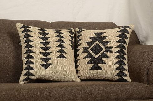 Set of 2 Indian Jute Vintage Kilim Pillow 18x18 Inches Ethnic Bohemian Kilim Pillow for Home Decor, Turkish Kilim Pillow for Sofa, Couch & Living Room (Pattern 1) in Saudi Arabia
