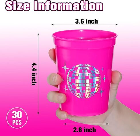 Uiifan 30 Pcs 16 oz Disco Cups Plastic Bachelorette Cups Reusable Disco Ball Drink Cups for Cowgirl Bride Bridal Shower 70s 80s 90s Party Supplies (Pink) in Saudi Arabia