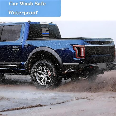 يناسب Chevy Silverado وGMC Sierra 2019-2022 2023 2024 نافذة منزلقة خلفية وسطى خلفية من الفينيل بعلم أمريكي أمريكي، أسود مطفي قطعة واحدة صلبة in Kuwait