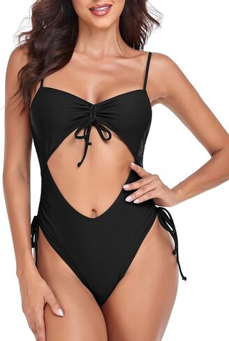 الساحلية روز المرأة قطعة واحدة المايوه مثير انقطاع الرباط التعادل Ruched Monikinis عالية الخصر ثوب السباحة ملابس السباحة in Kuwait