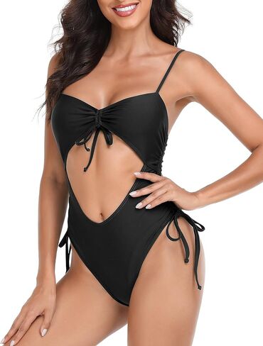 الساحلية روز المرأة قطعة واحدة المايوه مثير انقطاع الرباط التعادل Ruched Monikinis عالية الخصر ثوب السباحة ملابس السباحة in Kuwait