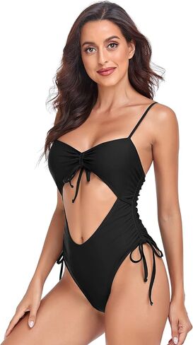 الساحلية روز المرأة قطعة واحدة المايوه مثير انقطاع الرباط التعادل Ruched Monikinis عالية الخصر ثوب السباحة ملابس السباحة in Kuwait