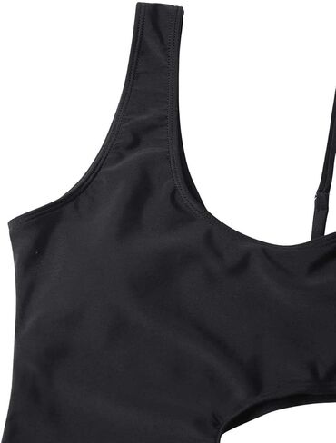 Milumia Women's Cut Out One Piece Bathing Suit Ring Linked Asymmetrical Swimsuit Monokinis Black Medium in Saudi Arabia
