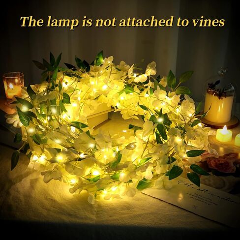 DEEMEI 20 Branches Wisteria Garlands Artificial Flowers Wisteria Vine Rattan Silk Hanging Flowers with LED Strings Lights for Wedding Arch Home Garden Outdoor Ceremony Decor in Kuwait