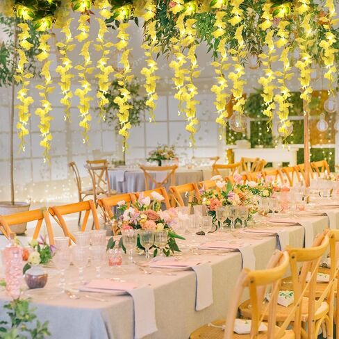 DEEMEI 20 Branches Wisteria Garlands Artificial Flowers Wisteria Vine Rattan Silk Hanging Flowers with LED Strings Lights for Wedding Arch Home Garden Outdoor Ceremony Decor in Kuwait