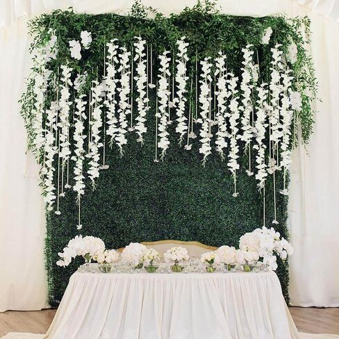 DEEMEI 20 Branches Wisteria Garlands Artificial Flowers Wisteria Vine Rattan Silk Hanging Flowers with LED Strings Lights for Wedding Arch Home Garden Outdoor Ceremony Decor in Kuwait