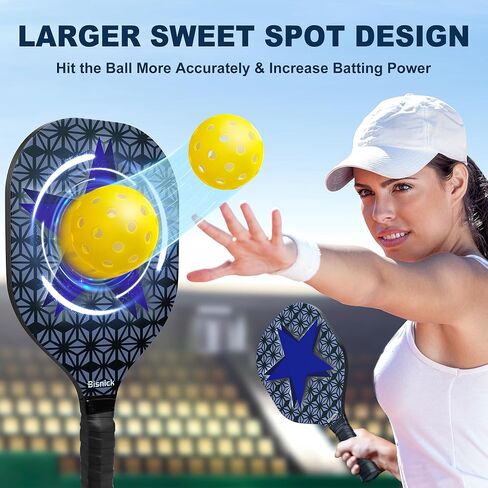 مجاذيف بيكل بول، مجموعة من 4 مجاذيف بيكلبول معتمدة من الولايات المتحدة الأمريكية، 2 كرات بيكلبول خارجية و2 داخلي وحقيبة حمل، مجداف بيكلبول ممتاز رائع للعائلة والرجال والنساء والمبتدئين in Kuwait