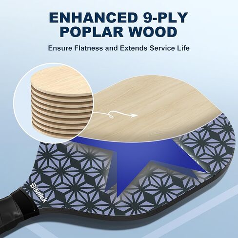 مجاذيف بيكل بول، مجموعة من 4 مجاذيف بيكلبول معتمدة من الولايات المتحدة الأمريكية، 2 كرات بيكلبول خارجية و2 داخلي وحقيبة حمل، مجداف بيكلبول ممتاز رائع للعائلة والرجال والنساء والمبتدئين in Kuwait