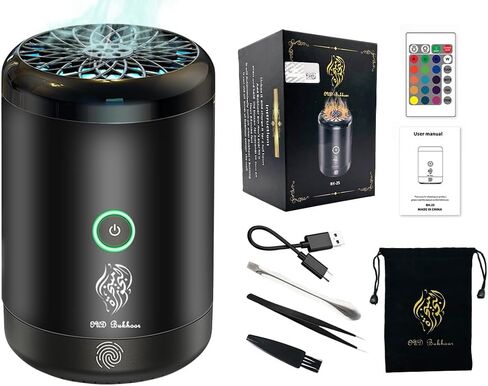 مبخرة كهربائية، بخور كهربائي محمول، مبخرة بخور إلكترونية عربية قابلة لإعادة الشحن عبر USB، مبخرة كهربائية للسيارة مع 16 لونًا من أضواء LED، تستخدم للسيارة والمنزل in Kuwait