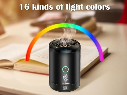 مبخرة كهربائية، بخور كهربائي محمول، مبخرة بخور إلكترونية عربية قابلة لإعادة الشحن عبر USB، مبخرة كهربائية للسيارة مع 16 لونًا من أضواء LED، تستخدم للسيارة والمنزل in Kuwait