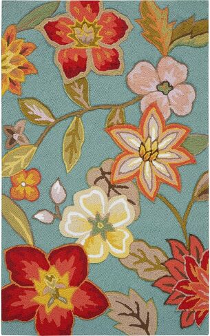 سجادة Nourison Fantasy Aqua مقاس 1'9 بوصة × 2'9 بوصة، حديثة، زهرية، غرفة نوم، غرفة معيشة، غرفة طعام، مطبخ، سهلة الغسيل، غير تساقط، (2 × 3 بوصة) in Saudi Arabia