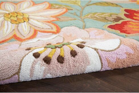 سجادة Nourison Fantasy Aqua مقاس 1'9 بوصة × 2'9 بوصة، حديثة، زهرية، غرفة نوم، غرفة معيشة، غرفة طعام، مطبخ، سهلة الغسيل، غير تساقط، (2 × 3 بوصة) in Saudi Arabia