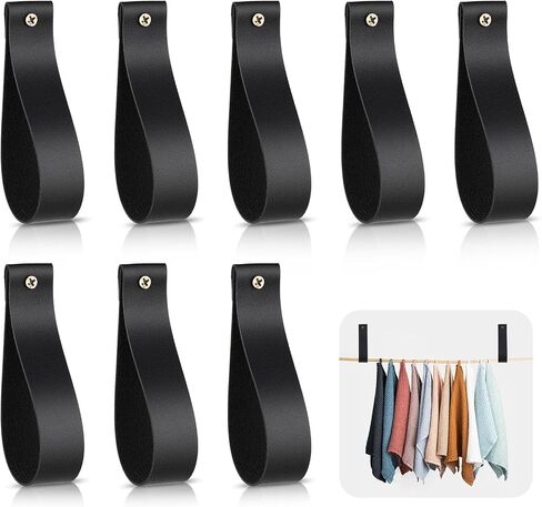 Leather Wall Hanging Strap, Ymapinc 8 Pcs Artificial Leather Wall Strap Hooks Wall Mounted Loop for Hanging Leather Strap Hangers for Bathroom Kitchen Bedroom Towel Holder Supplies in Saudi Arabia