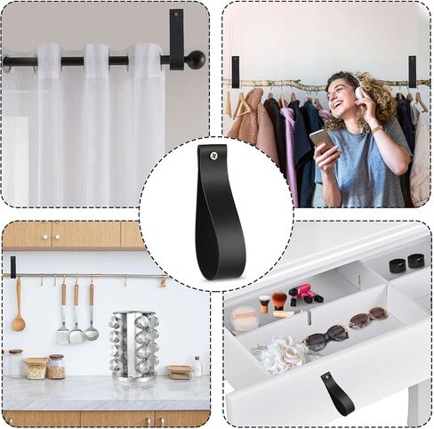Leather Wall Hanging Strap, Ymapinc 8 Pcs Artificial Leather Wall Strap Hooks Wall Mounted Loop for Hanging Leather Strap Hangers for Bathroom Kitchen Bedroom Towel Holder Supplies in Saudi Arabia