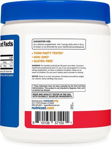 Nutricost Calcium Magnesium Powder (Fruit Punch, 30 Servings) - Bone Support, Non-GMO, Gluten Free (from Calcium Citrate and Magnesium Citrate) in Saudi Arabia
