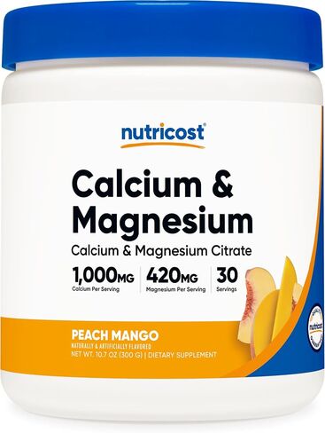Nutricost Calcium Magnesium Powder (Fruit Punch, 30 Servings) - Bone Support, Non-GMO, Gluten Free (from Calcium Citrate and Magnesium Citrate) in Saudi Arabia