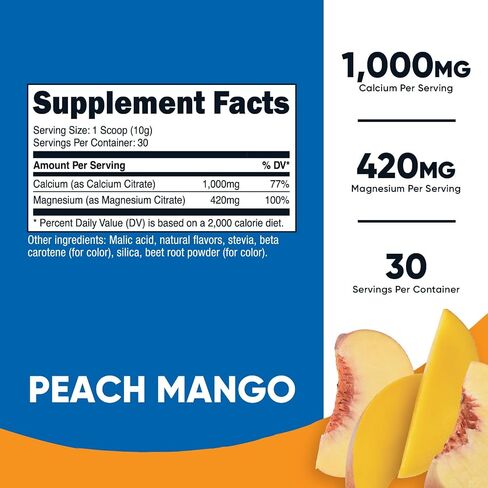 Nutricost Calcium Magnesium Powder (Fruit Punch, 30 Servings) - Bone Support, Non-GMO, Gluten Free (from Calcium Citrate and Magnesium Citrate) in Saudi Arabia