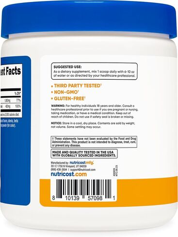 Nutricost Calcium Magnesium Powder (Fruit Punch, 30 Servings) - Bone Support, Non-GMO, Gluten Free (from Calcium Citrate and Magnesium Citrate) in Saudi Arabia