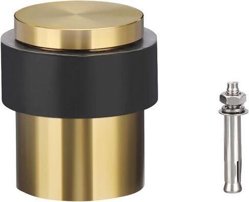 Sumnacon Cylindrical Floor Door Stopper - Solid Stainless Steel Door Stop with Rubber Bumper-Safety Floor Mount Doorstop with Screws, Heavy Duty Commercial Industrial Floor Door Stopper, Black in Saudi Arabia