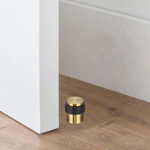 Sumnacon Cylindrical Floor Door Stopper - Solid Stainless Steel Door Stop with Rubber Bumper-Safety Floor Mount Doorstop with Screws, Heavy Duty Commercial Industrial Floor Door Stopper, Black in Saudi Arabia