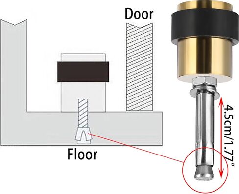 Sumnacon Cylindrical Floor Door Stopper - Solid Stainless Steel Door Stop with Rubber Bumper-Safety Floor Mount Doorstop with Screws, Heavy Duty Commercial Industrial Floor Door Stopper, Black in Saudi Arabia