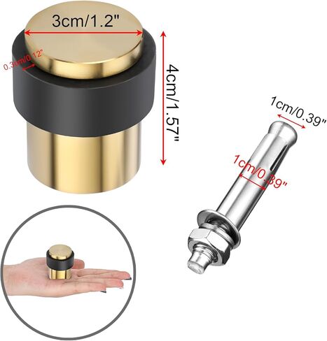 Sumnacon Cylindrical Floor Door Stopper - Solid Stainless Steel Door Stop with Rubber Bumper-Safety Floor Mount Doorstop with Screws, Heavy Duty Commercial Industrial Floor Door Stopper, Black in Saudi Arabia