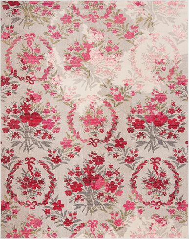 SAFAVIEH Monaco Collection Accent Rug - 2'2" x 4', Ivory & Pink, Floral Design, Non-Shedding & Easy Care, Ideal for High Traffic Areas in Entryway, Living Room, Bedroom (MNC205R) in Saudi Arabia