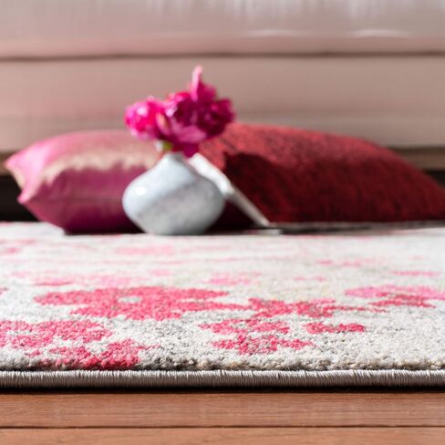 SAFAVIEH Monaco Collection Accent Rug - 2'2" x 4', Ivory & Pink, Floral Design, Non-Shedding & Easy Care, Ideal for High Traffic Areas in Entryway, Living Room, Bedroom (MNC205R) in Saudi Arabia