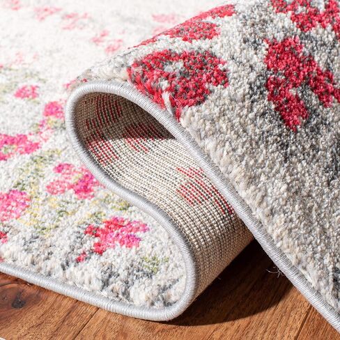 SAFAVIEH Monaco Collection Accent Rug - 2'2" x 4', Ivory & Pink, Floral Design, Non-Shedding & Easy Care, Ideal for High Traffic Areas in Entryway, Living Room, Bedroom (MNC205R) in Saudi Arabia
