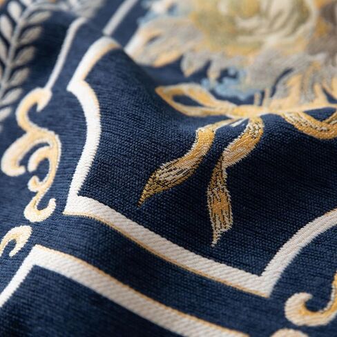 مفرش طاولة فاخر مطرز، مفرش طاولة طعام أزرق طويل، وشاح أنيق من قماش الجاكار مع شرابات متعددة لتزيين طاولة غرفة الطعام والحفلات والولائم، مقاس 14 × 71 بوصة in Kuwait