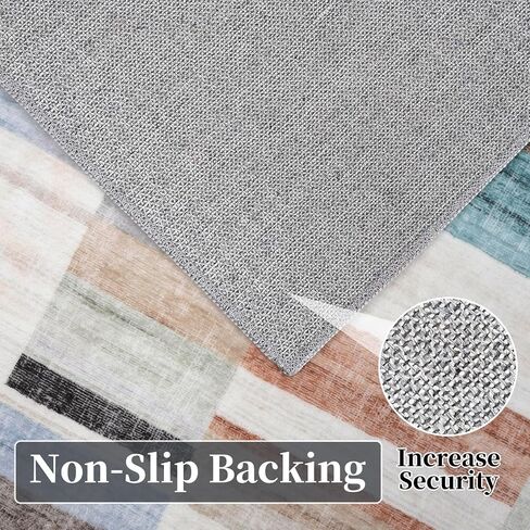 GlowSol Modern Washable Rugs 2x6 Runner Rug Abstract Geometric Area Rugs for Bedroom Decor Blue Rug Entryway Rug Soft Throw Rugs with Rubber Backing Bathroom Rugs Carpet Kitchen Rugs Blue 2'x6' in Saudi Arabia