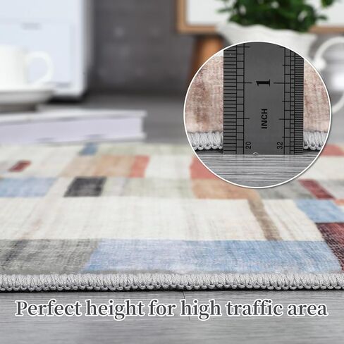 GlowSol Modern Washable Rugs 2x6 Runner Rug Abstract Geometric Area Rugs for Bedroom Decor Blue Rug Entryway Rug Soft Throw Rugs with Rubber Backing Bathroom Rugs Carpet Kitchen Rugs Blue 2'x6' in Saudi Arabia