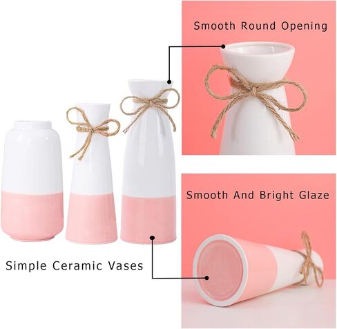 Flower vase for Home Decor ,White vase Ceramic vase, Set of 3 vases for Flowers,Farmhouse Decor for The Home Bud vases,Decorations for Living Room (Grey) in Saudi Arabia