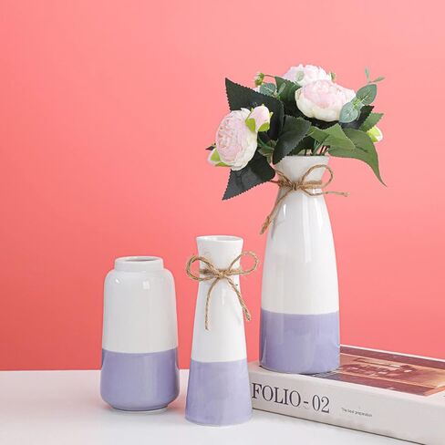 Flower vase for Home Decor ,White vase Ceramic vase, Set of 3 vases for Flowers,Farmhouse Decor for The Home Bud vases,Decorations for Living Room (Grey) in Saudi Arabia