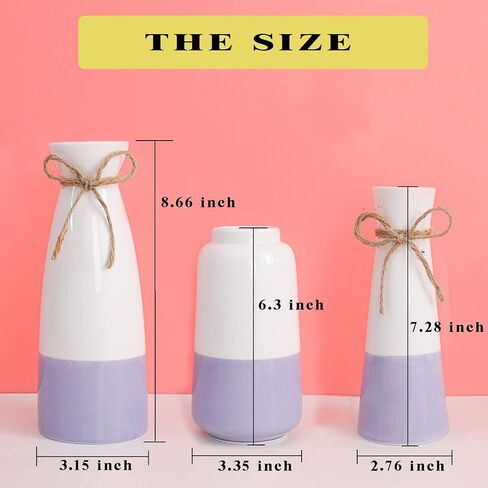 Flower vase for Home Decor ,White vase Ceramic vase, Set of 3 vases for Flowers,Farmhouse Decor for The Home Bud vases,Decorations for Living Room (Grey) in Saudi Arabia