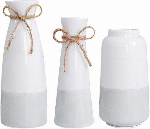 Flower vase for Home Decor ,White vase Ceramic vase, Set of 3 vases for Flowers,Farmhouse Decor for The Home Bud vases,Decorations for Living Room (Grey) in Saudi Arabia