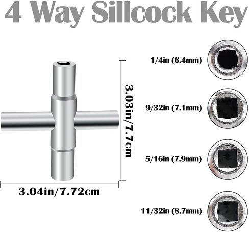 2PCS Water Key 4 Way Wrench Set, Sillcock Key Faucet Key Silcock Key for Spigots, Faucet, Valve and Cabinet Cupboard in Saudi Arabia