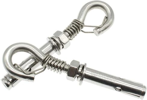 2Pcs Expansion Hook M8 Open Heavy Duty Expansion Screw Hook Anchor Bolt Cup Concrete Brick Hook 304 Stainless Steel (with Spring Buckle) in Saudi Arabia
