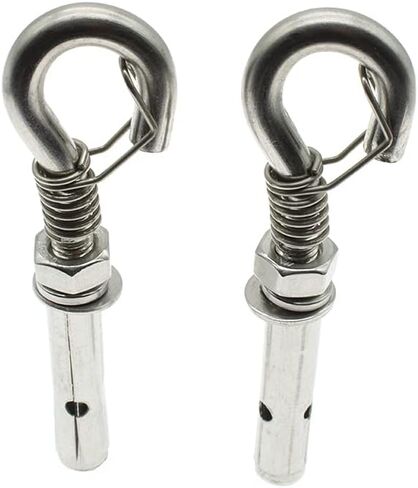2Pcs Expansion Hook M8 Open Heavy Duty Expansion Screw Hook Anchor Bolt Cup Concrete Brick Hook 304 Stainless Steel (with Spring Buckle) in Saudi Arabia