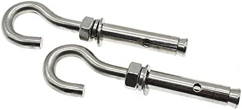 2Pcs Expansion Hook M8 Open Heavy Duty Expansion Screw Hook Anchor Bolt Cup Concrete Brick Hook 304 Stainless Steel (with Spring Buckle) in Saudi Arabia