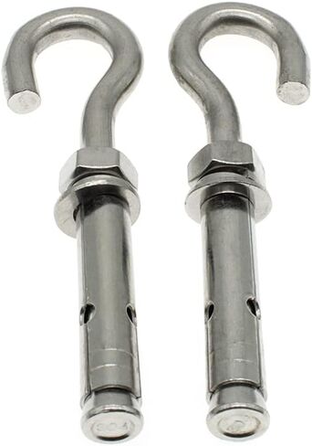 2Pcs Expansion Hook M8 Open Heavy Duty Expansion Screw Hook Anchor Bolt Cup Concrete Brick Hook 304 Stainless Steel (with Spring Buckle) in Saudi Arabia