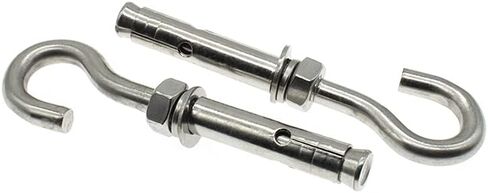 2Pcs Expansion Hook M8 Open Heavy Duty Expansion Screw Hook Anchor Bolt Cup Concrete Brick Hook 304 Stainless Steel (with Spring Buckle) in Saudi Arabia